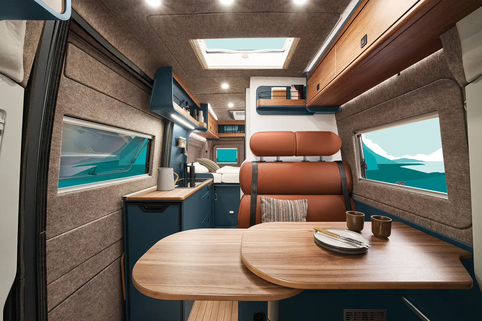 The elegant Dayton-Cognac leather gives the interior of the ERIBA Car 600 a warm, high-quality atmosphere.